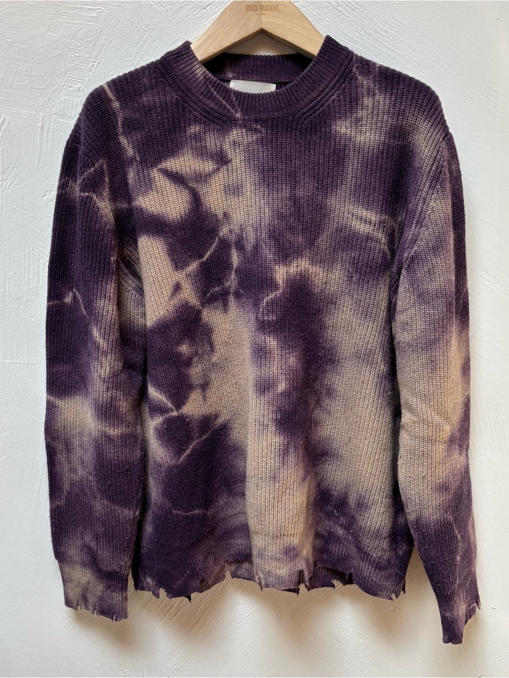 Laneus Tie-Dye Crewneck Sweater - Purple & Cream